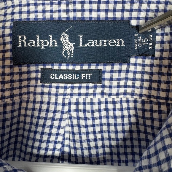 Ralph Lauren Mens Blue Gingham Check Button Down Shirt Classic Fit - Picture 3 of 8